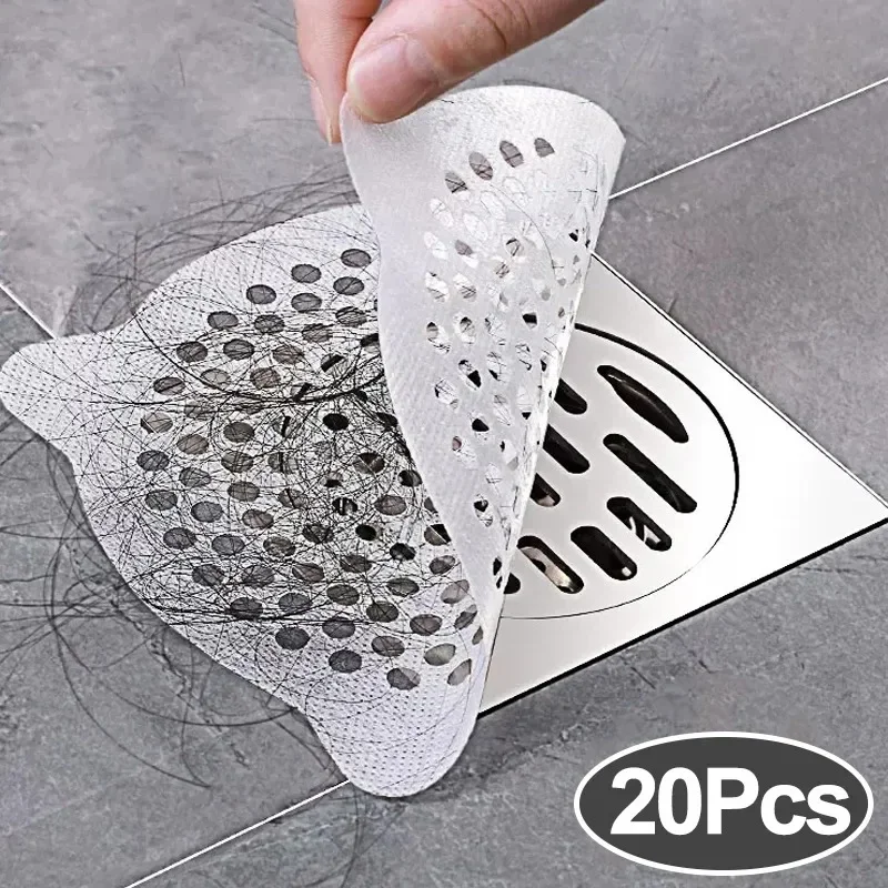 

20/5Pcs Disposable Sink Filter Shower Drain Stickers Hair Catcher Drain Cover Kitchen Bathroom Waste Sink Anti-Blocking Filter