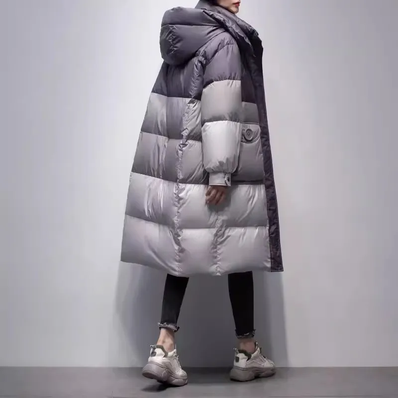 Winter Coat 2023 New Thicken White Duck Down Coats Women\'s Thicken Hooded Jacket Fashion Casual Loose Female Long Down Overcoat