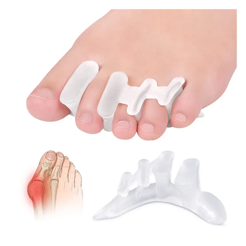 2Pcs=1Pair Foot Hallux Valgus Gel Insole Silicone Toe Separator Correction Overlapping Orthopedic Pedicure Tools Professional