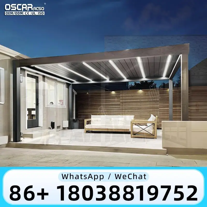 Outdoor Motorized Aluminium Louver Pergola with Waterproof Canopy Powder Coated for Balcony Patio pergola