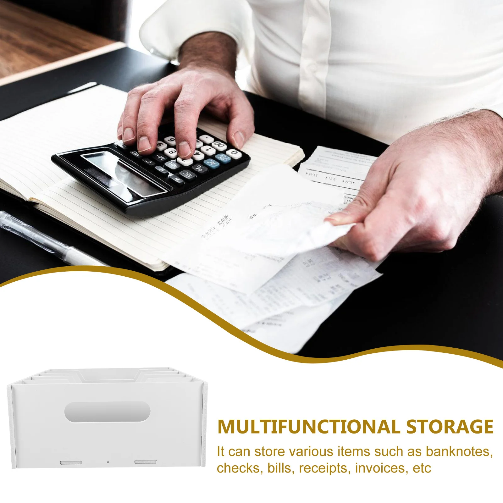 Multi-Grids Coin Box Cash Drawer Tray Cash Register Insert Tray Multiple Compartment Storage Box for Office Classroom Shop