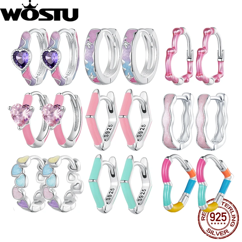 WOSTU 925 Sterling Silver Turtle Ear Clips Winter Ice Flower Starfish Flower Ear Buckle z niebieską emalią Drobna biżuteria