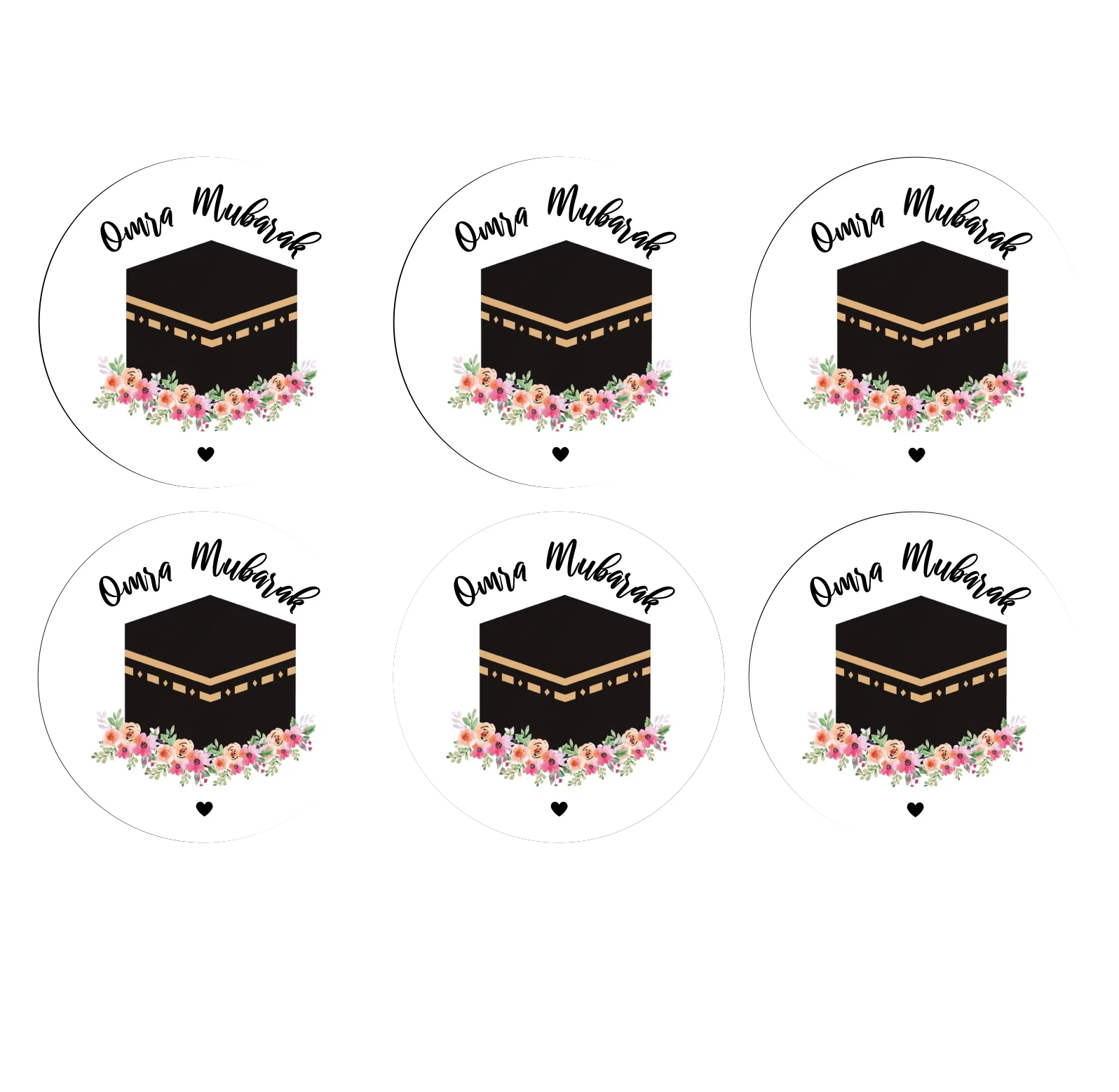 Omra mubarak Celebration Decorations Paper Sticker Gift Lable Seal Sticker Islamic Muslim Umrah Decoration Supplies