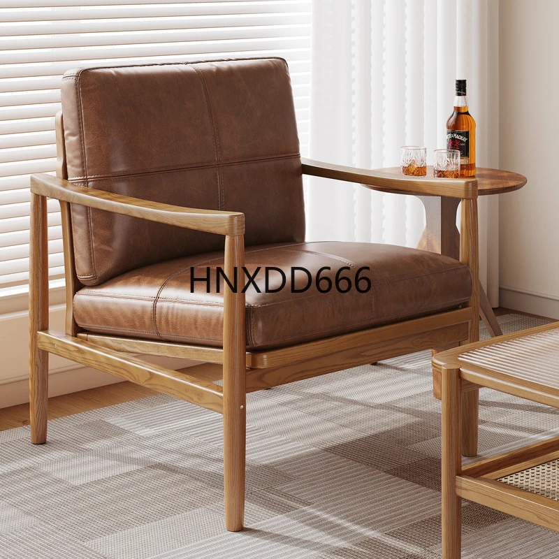 

Single sofa chair leather light luxury simple living room recliner