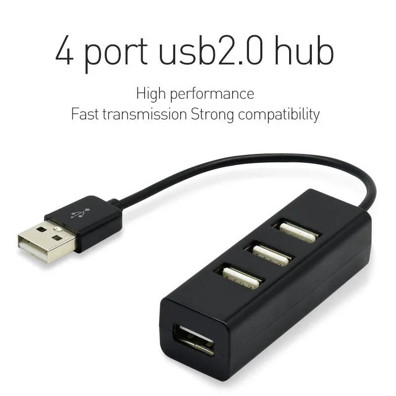 4-Port USB HUB Mini USB Spliter Hub Adapter Black High Speed Hub USB 2.0 Adapter For PC Computer Accessories