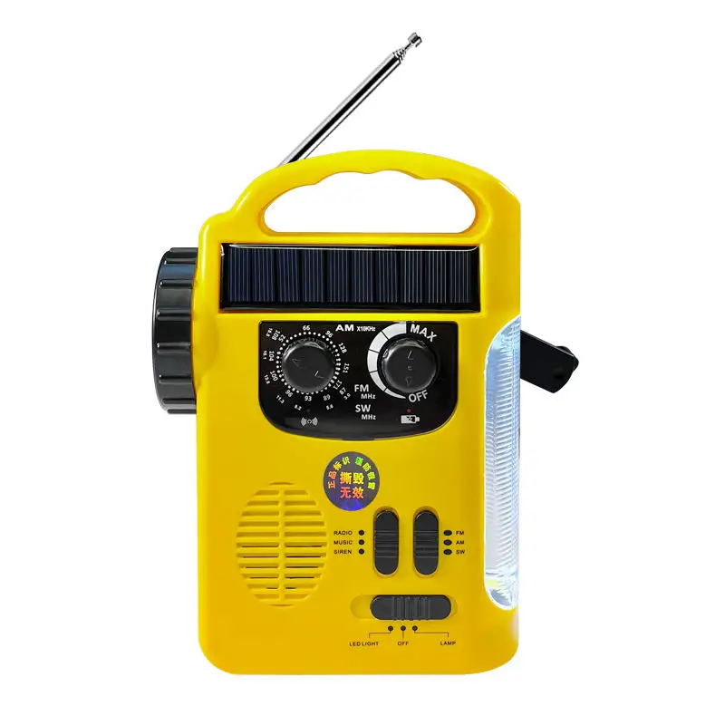 Emergency Radio AM/FM Solar Rechargeable Radio with LED Flashlight Hand Waterproof USB Charging Outdoor Adventure Camping