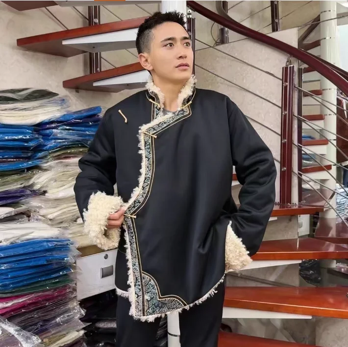 Men's Winter Tibetan Thickened and Warm New Ethnic Style Cotton Clothes Tibetan Coat