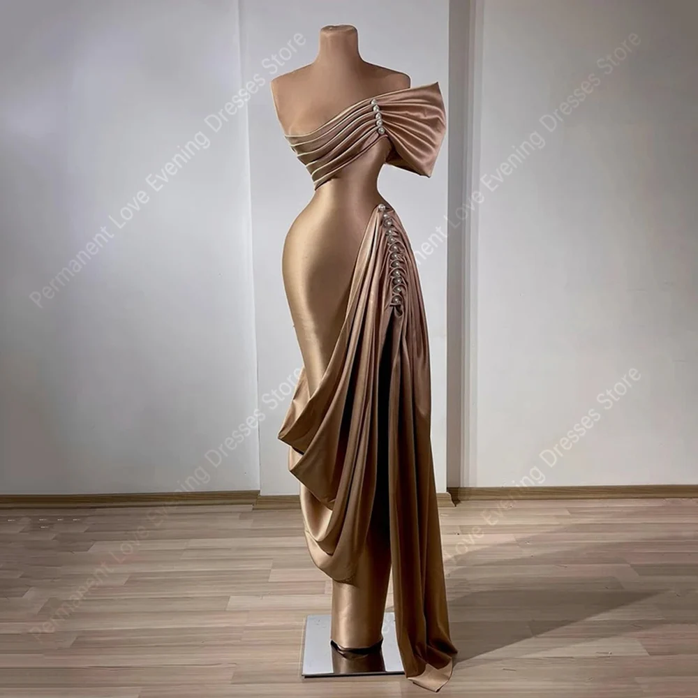 

Elegant Women Evening Dresses One Shoulder Sleeveless Prom Gowns Princess Mopping Length Banquet Vestidos Para Mujer Customized
