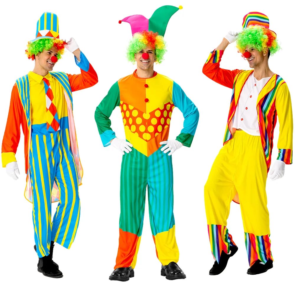 

Clown Cosplay Costume Circus Colorful Clown Set Carnival Stage Performance Party Parade Halloween Carnival Dress Up