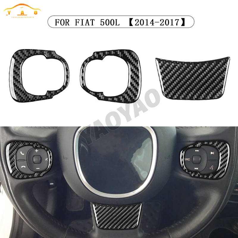 

Carbon Fiber Car Steering Wheel Cover Trim Sticker Interior Accessories For Fiat 500L 2014-2017