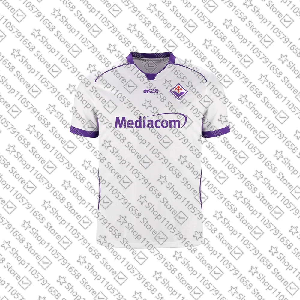 26-27 Match Fan Gift Summer Sports Men's T-Shirt Fiorentina Centenary Away Football Jersey Breathable Unisex Tee Family Clothing