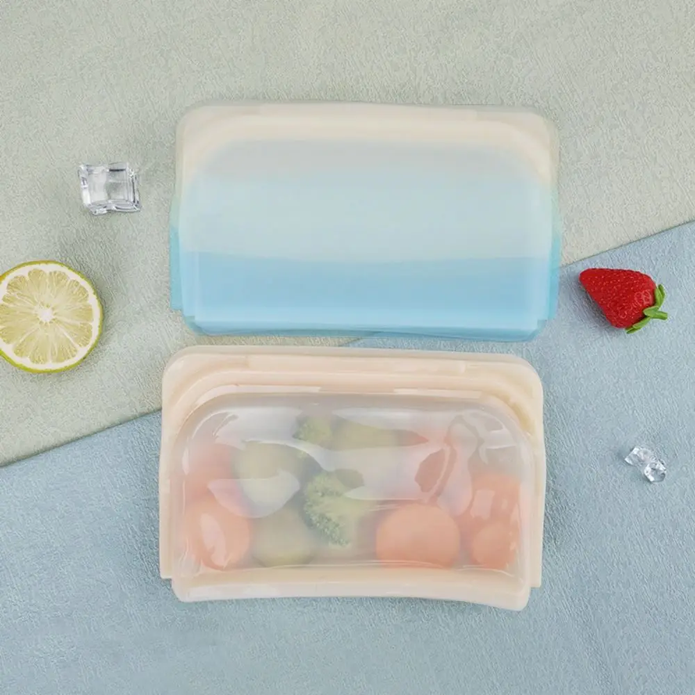 Portable Reusable Fresh-keeping Bag Silicone Food Grade Freezer Bag Leakproof Transparent Food Container