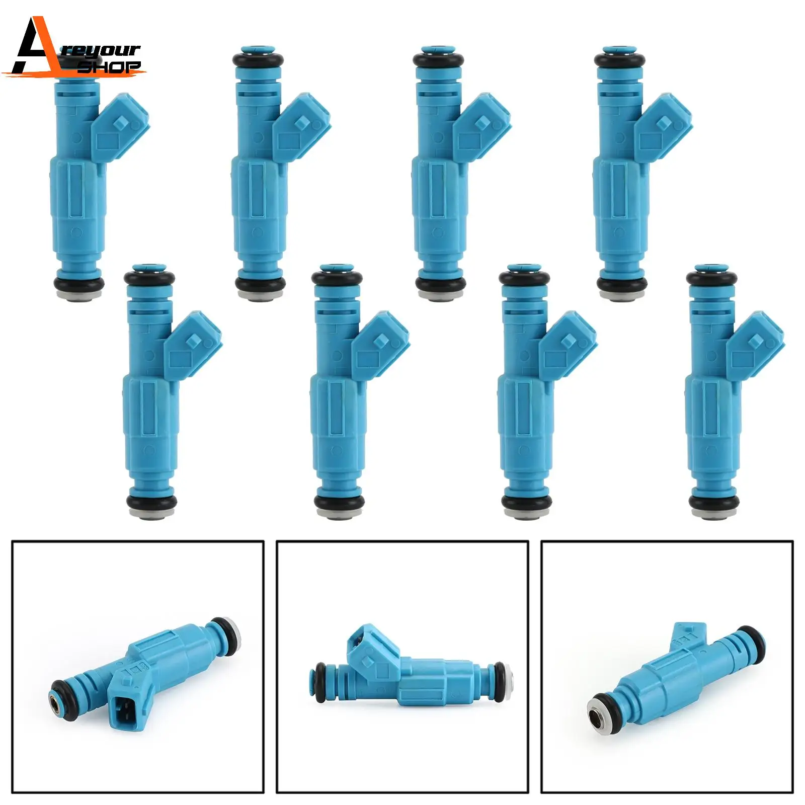 Areyourshop 8pcs Fuel Injectors Fit for Ford Mustang 1994-1998 5.0L for Lincoln Continental 4.6L 53030343 F2LE-B2A Car Auto Part