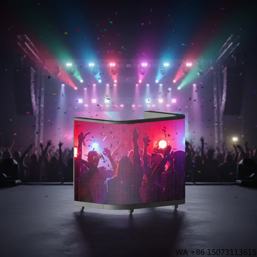 High Quality Curved DJ Booth LED Video Wall 2.5mm Pixel Pitch IP65 Floor Stand SDK App Control Indoor Text