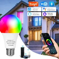 Tuya WiFi Smart Bulb E27 9W Bluetooth RGB 110V 220V Smart Light Dimmable LED Light Voice Control For Alice Alexa Google Home