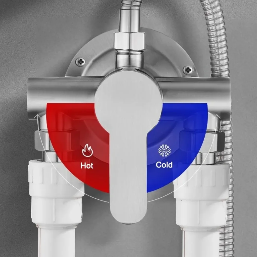 Stainless Steel Shower Faucet Hot And Cold Water Mixer Wall Mounted Metal Handle Water Mixer Valve Faucet Shower Tap