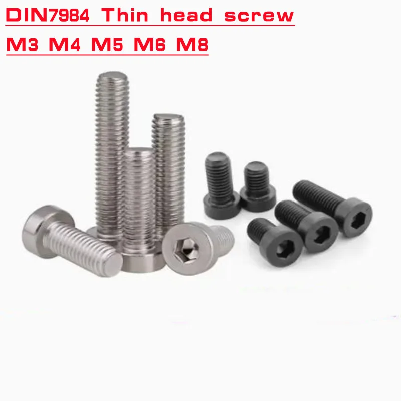 

3-50PCS M3 m4 m5 m6 m8 m10 DIN7984 Stainless Steel or steel with black hexagon hex socket thin short low cap head screw