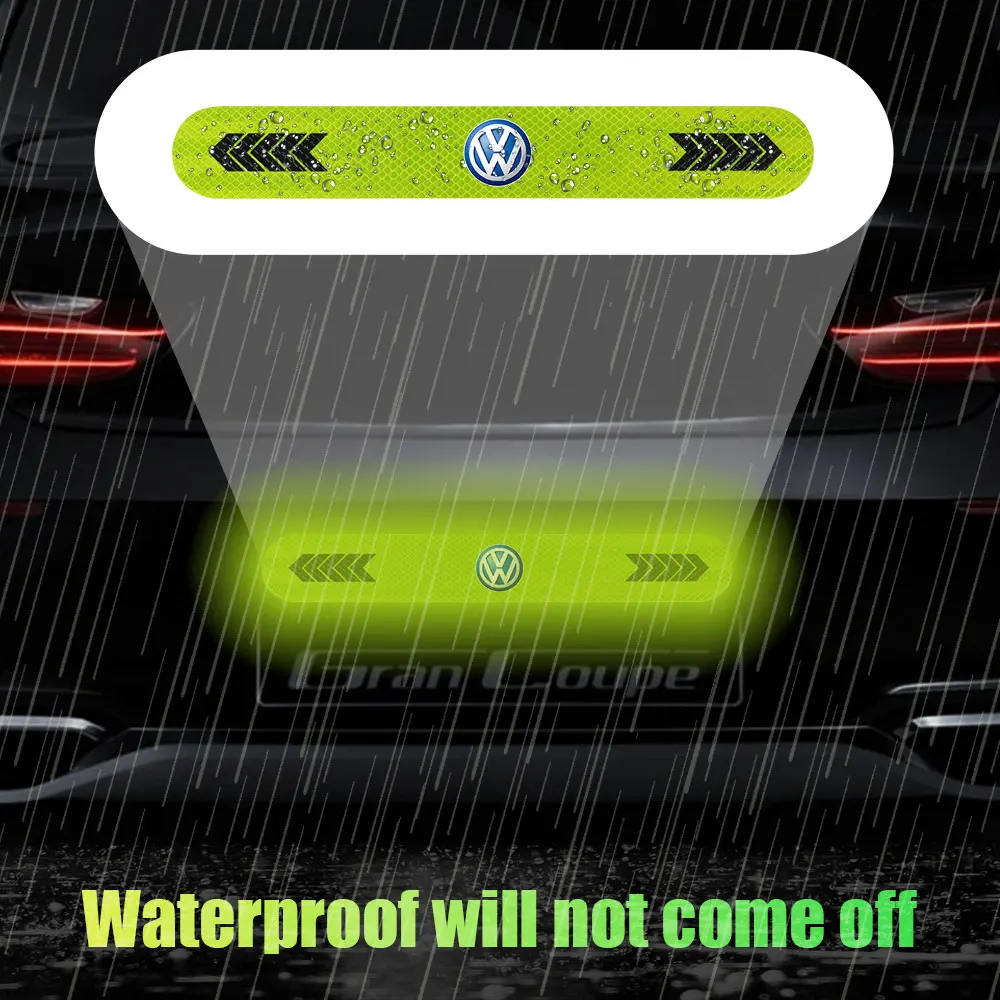 For Volkswagen VW Golf 4 6 7 Polo CC Passat B6 T5 Mk5 Tiguan Car Exterior Safety Warning Mark Car Emblem Reflective Tape Sticker