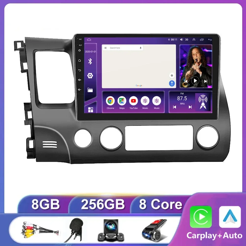 

For Honda Civic 2005-2010 2011 2012 Head Unit Car Stereo Radio Multimedia Video Player Navigation Carplay 2Din GPS DSP RDS