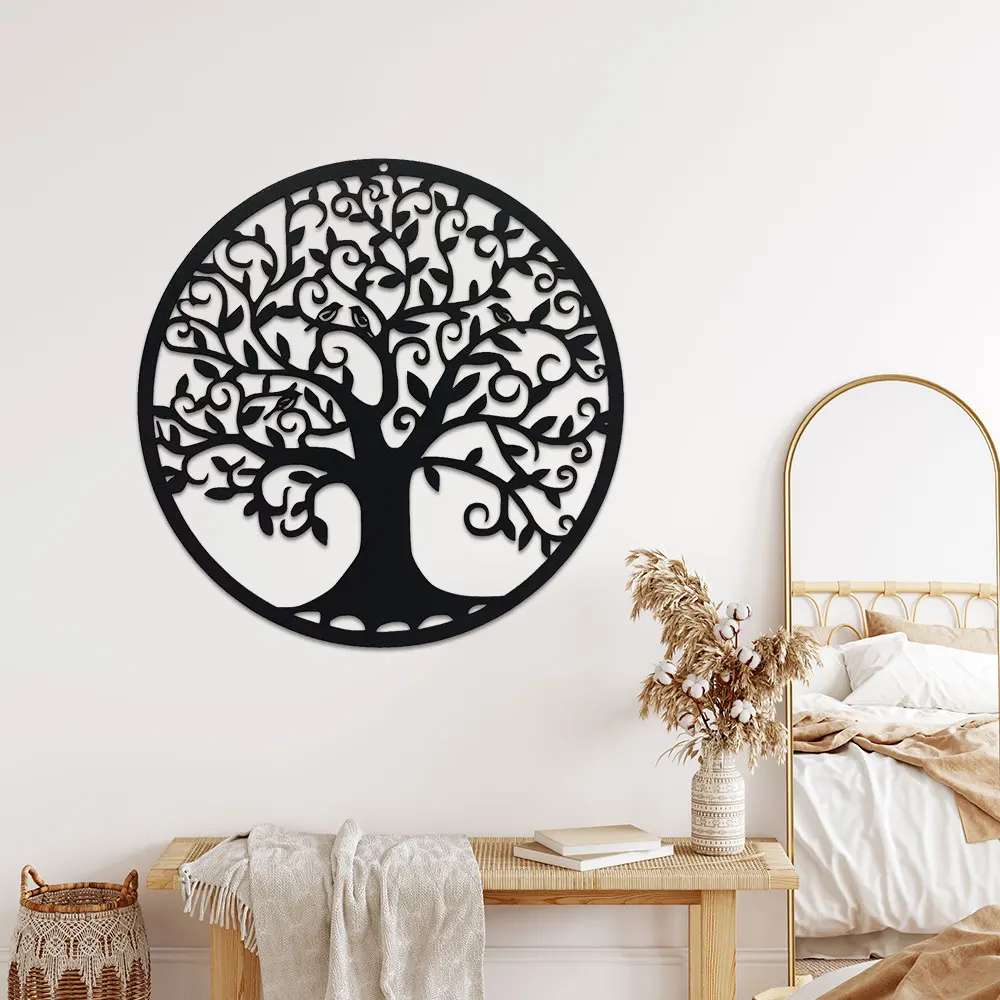 1 Stück Metall 11 Zoll Baum des Lebens Wandkunst Rustikale Familienbaum-Wandtafel Hängende Wanddekoration für Wohnzimmer