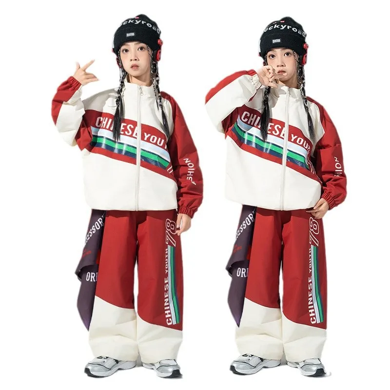 Street Dance เสื้อผ้าเด็ก hip-hop ระเบิด Street เสื้อผ้าเด็กชุดสีแดงโรงเรียนประถมศึกษากีฬาการประชุมเปิด c