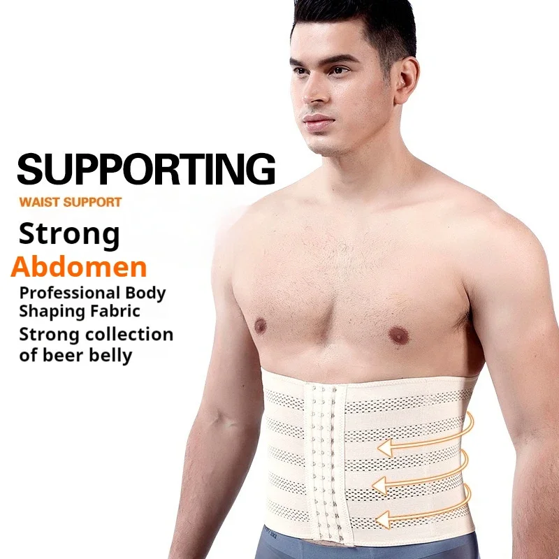 Men's Adjustable Waist Trainer Trimmer - Fitness Breathable Shapewear - Mesh Tummy Control Belly Wrap Band Workout