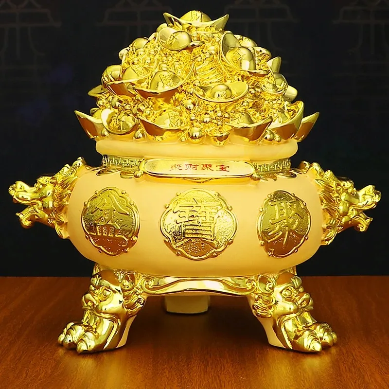 

Lucky Piggy Bank Coin Bank Saving Pot Money Bank Feng Shui Ingot Yuan Bao Treasure Basin Wealth Housewarming Gift