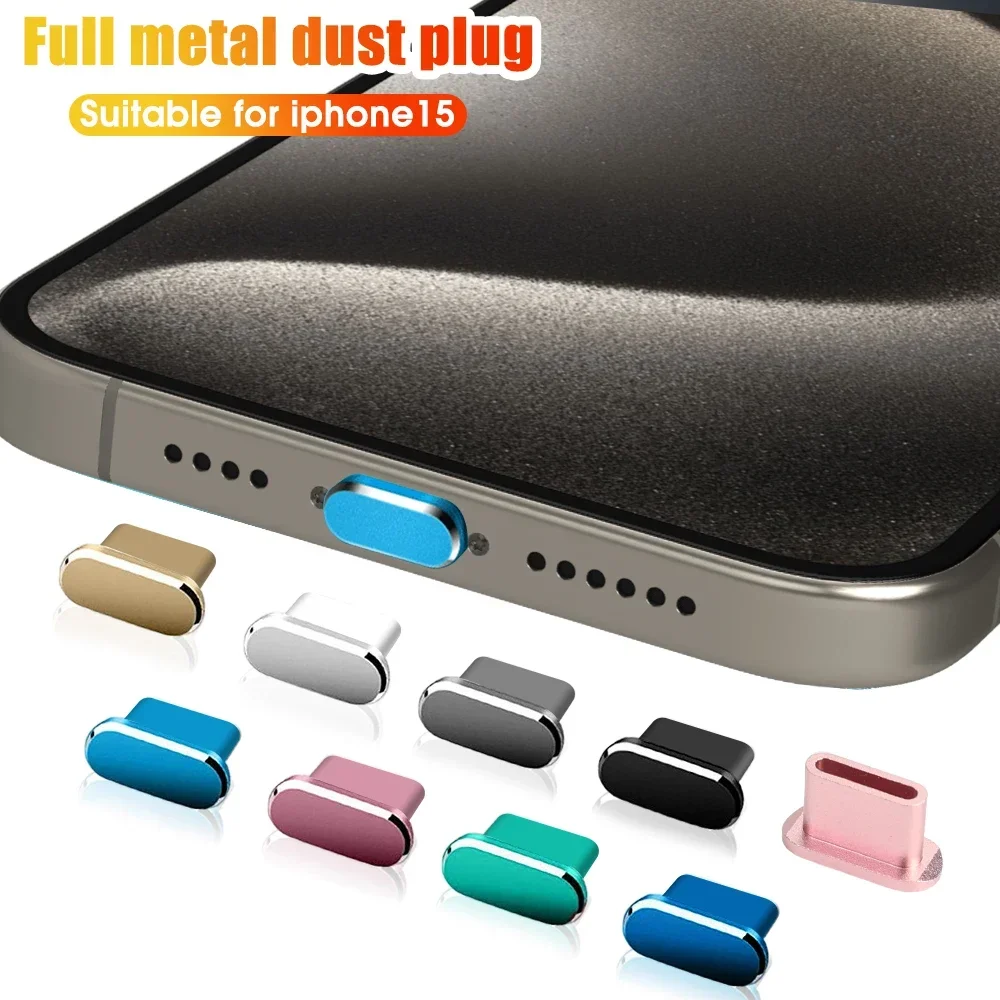 For IPhone 15 Series Aluminum Alloy Phone Dust Plugs Metal USB C Charging Port Protector Cover Cap for IPhone 15 Pro Max 15 Plus