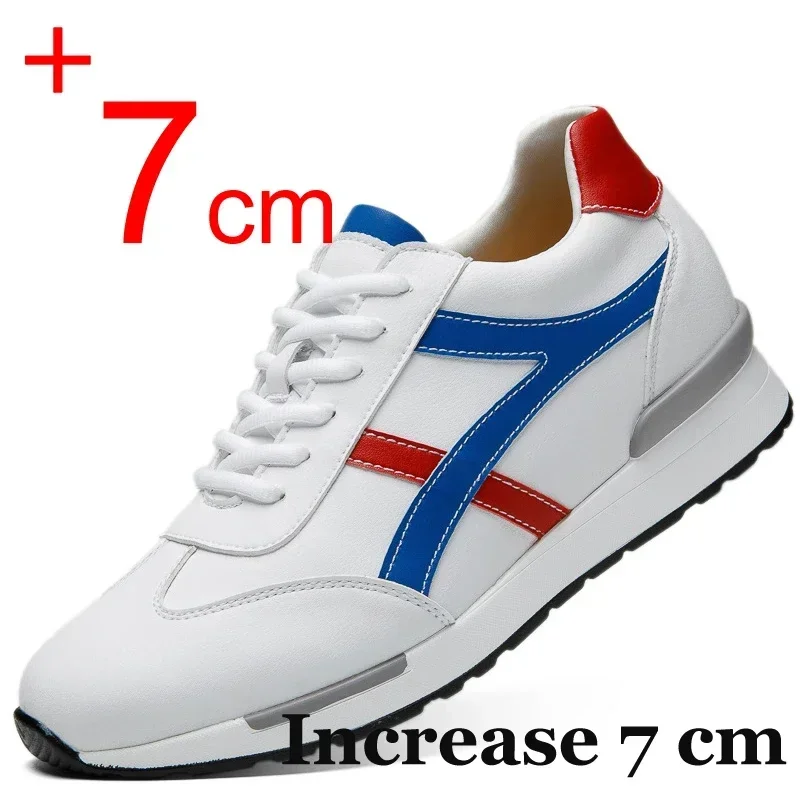 

New Men Casual Sneakers Fashion Sports Elevator Shoes 7CM Hidden Heels Height Shoes Man Black White Loafer Taller Male