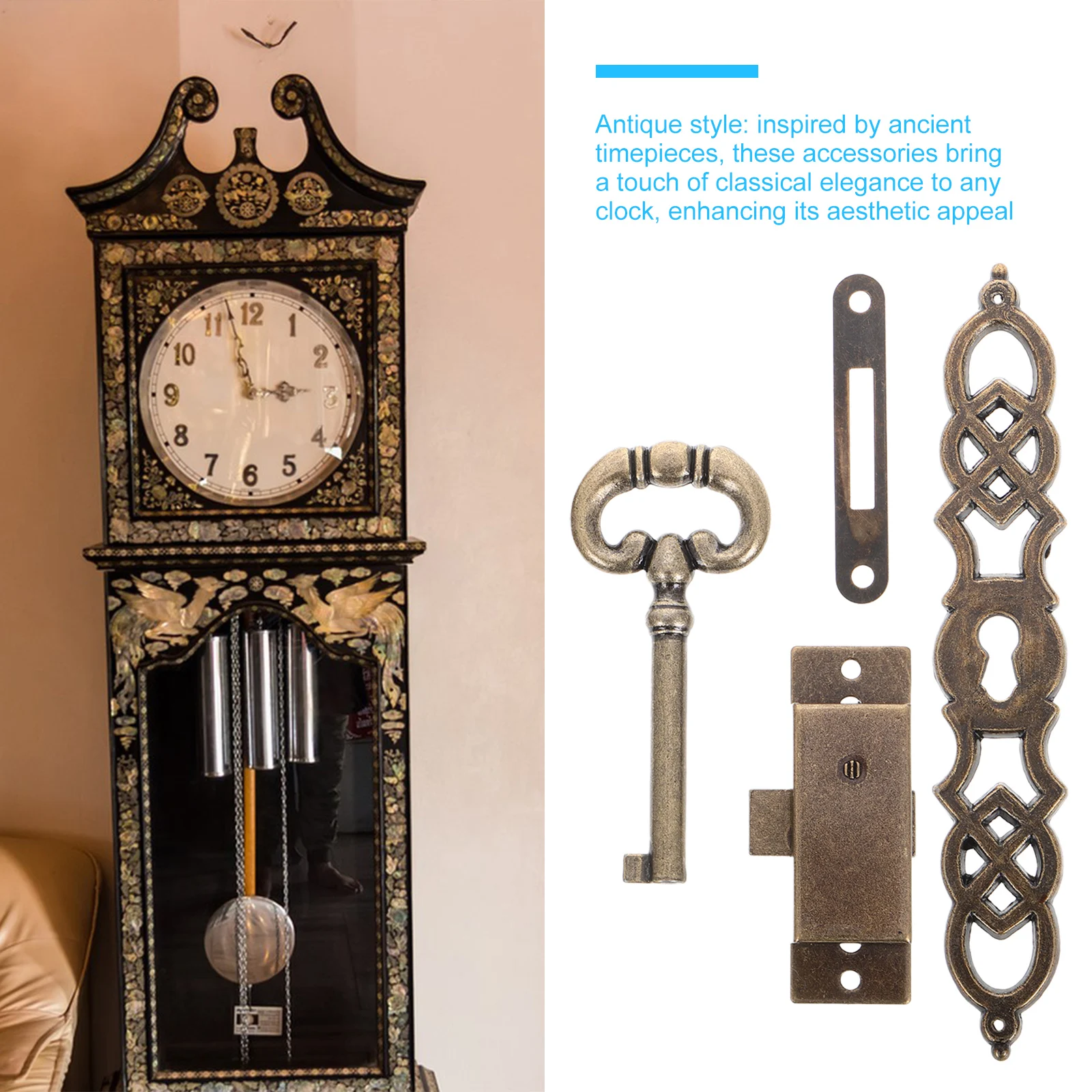 

Vintage Metal Cylinder Floor Standing Clock Hardware Kit for DIY Clock Making and Restoration Use Vintage Handle