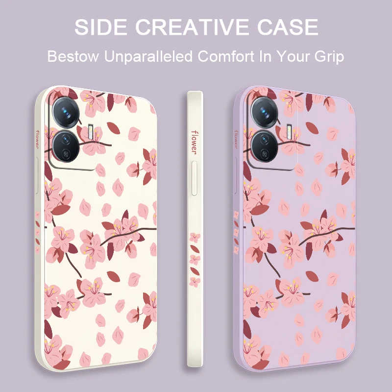 Bloemen Schilderen Telefoon Case Voor Vivo Y200 Y400 5G Y100 Y72 Y53S Y52 Y51 Y39 Y35 Y33S Y31 Y29 Y27 Y28 Schokbestendig Zachte Matte Cover