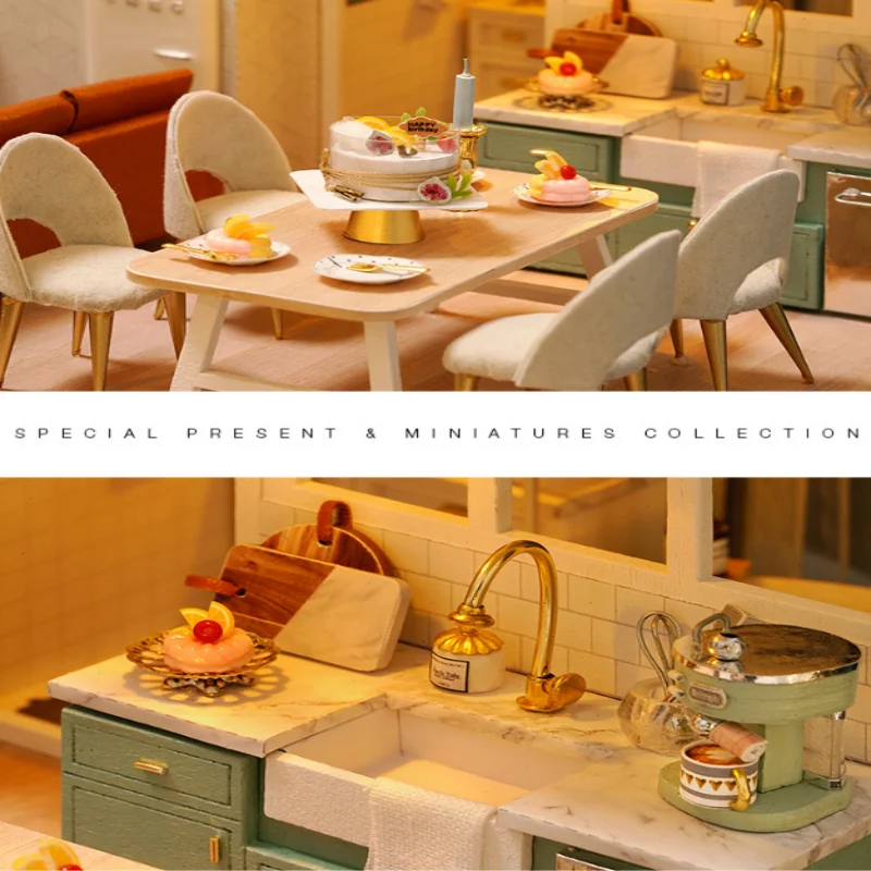 OUZEY Cozy Life Villa DIY، مجموعة بناء خشبية ثلاثية الأبعاد، هدية حرفية مريحة للمراهقين #5