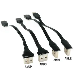 USB 2.0 Male Up & Down Left & Right Angled 90 degree to Type-c male elbow charging data cable Short cable flat soft cable 0.05m