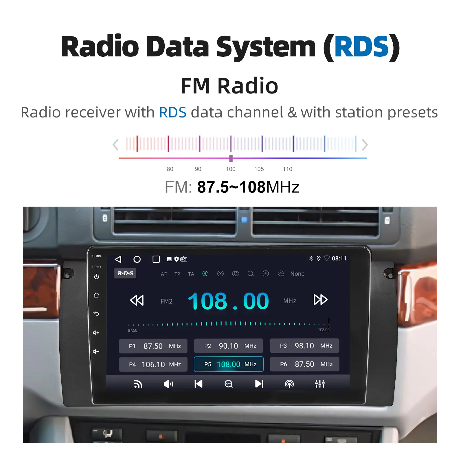 ESSGOO Android 15 9 Zoll IPS Touchscreen Display Apple CarPlay Android Auto Autoradio GPS Navigation USB Spiegel Link Lenkradfernbedienung WIFI Bluetooth FM ASP Geteilter Bildschirm Für BMW 5er E39 X5 E53 7er – Detail 18