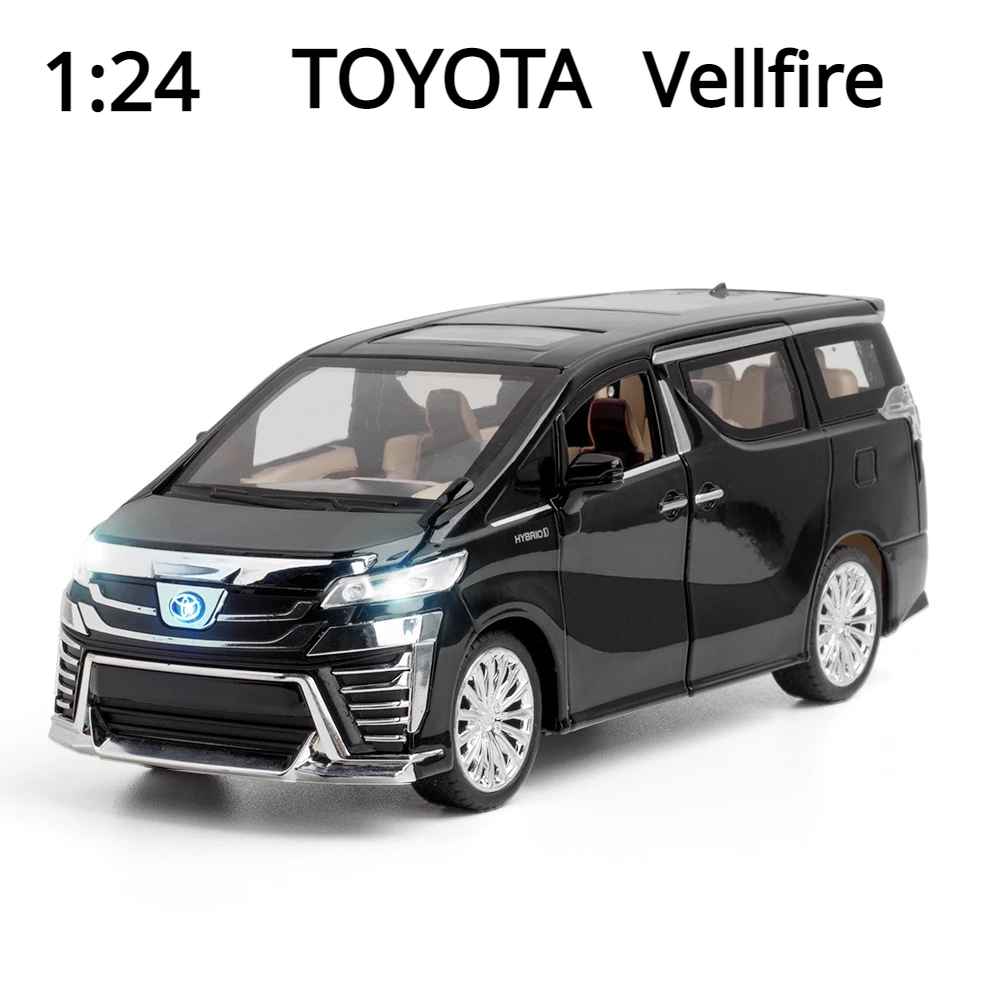 

1/24 Vellfire MPV Toy Metal Diecast Car Model With Pull Back Sound Light Doors Can Be Open Collection Gifts For Boys Kids