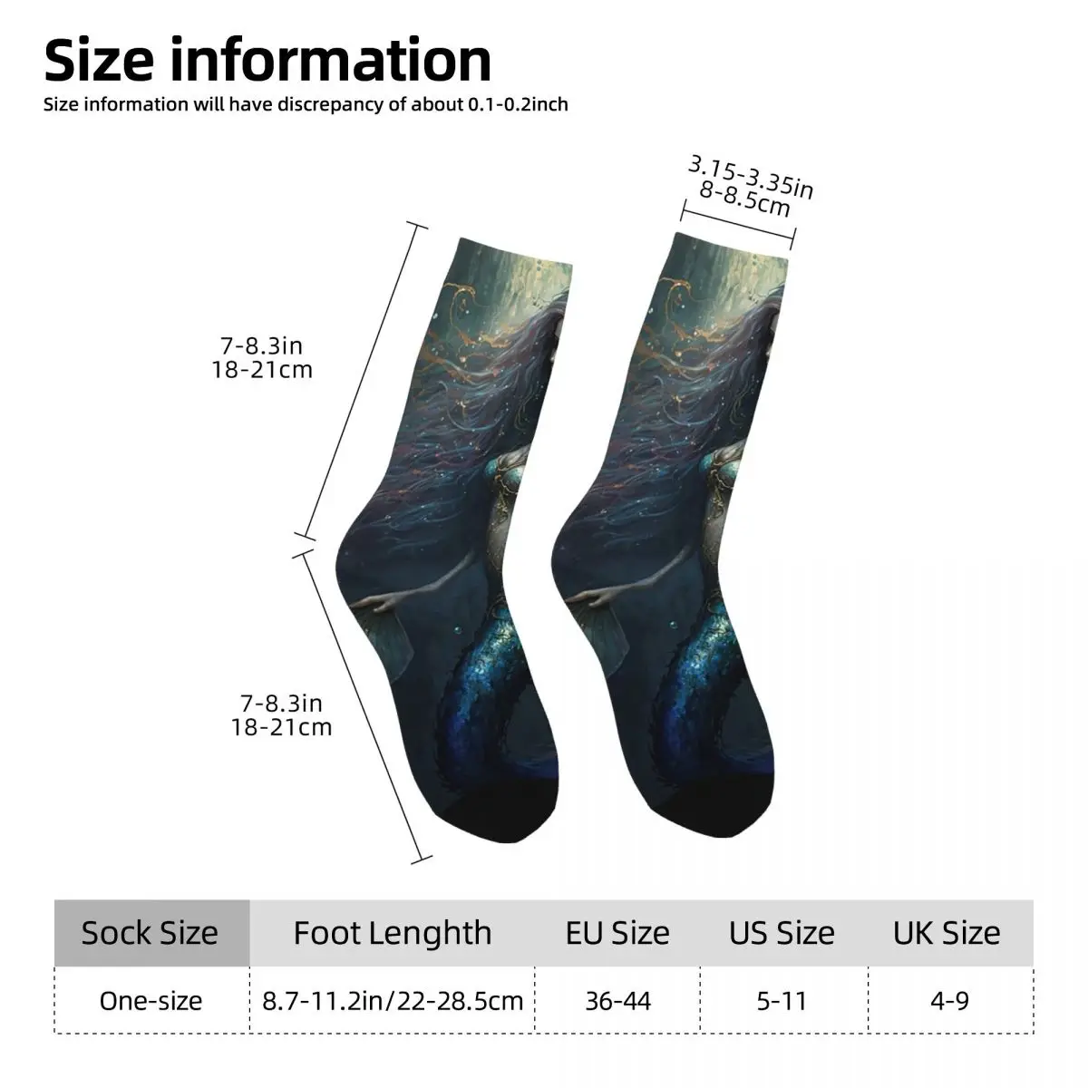 Mysterious Mermaid Under The Water Socks Harajuku Soft Stockings All Season Long Socks Accessories for Man's Woman's Birthday