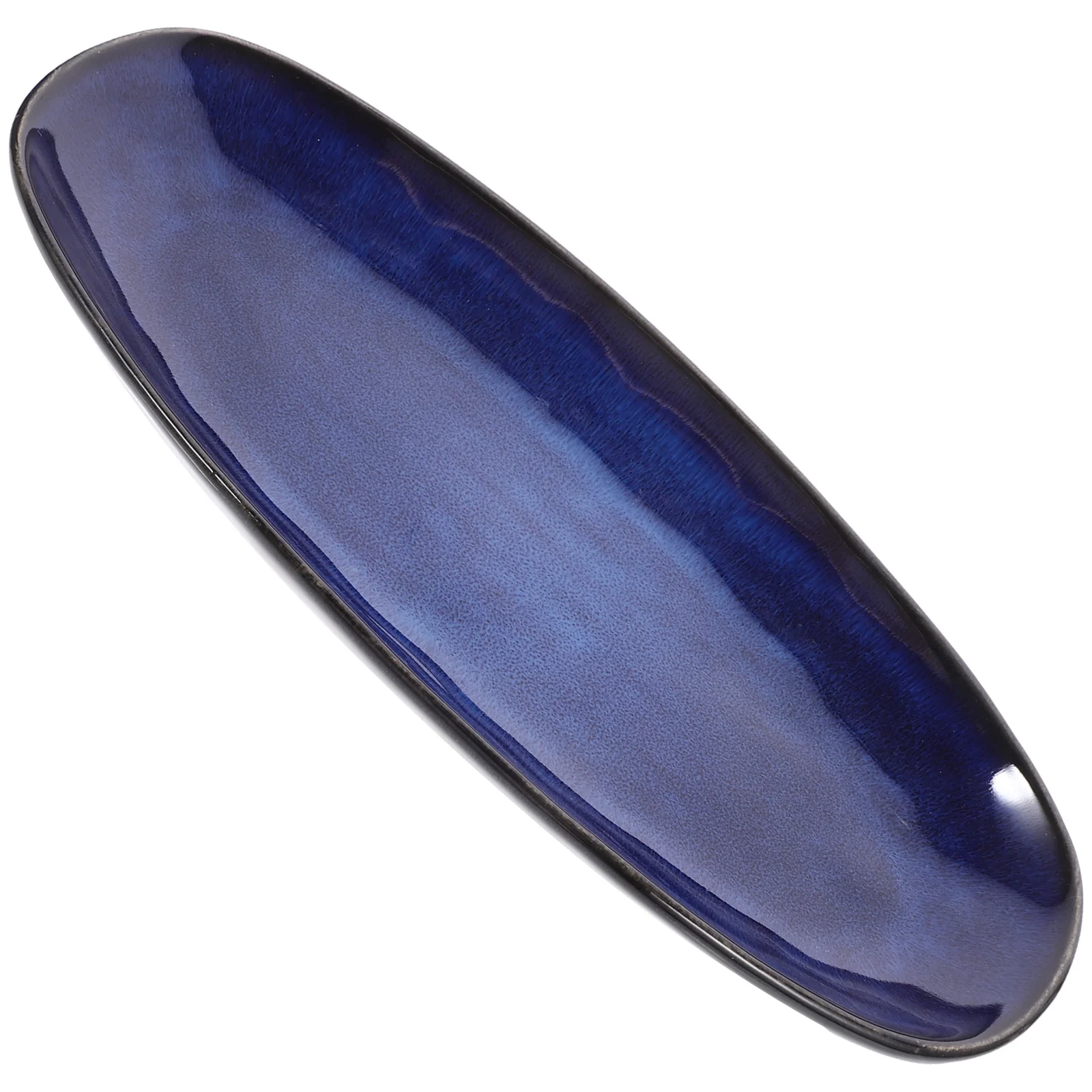 

Ceramic Sushi Plate Blue Small Size Chic Food Serving Plate Snack Fruit Fish Tray for Home Restaurant Hotel Fish Tray
