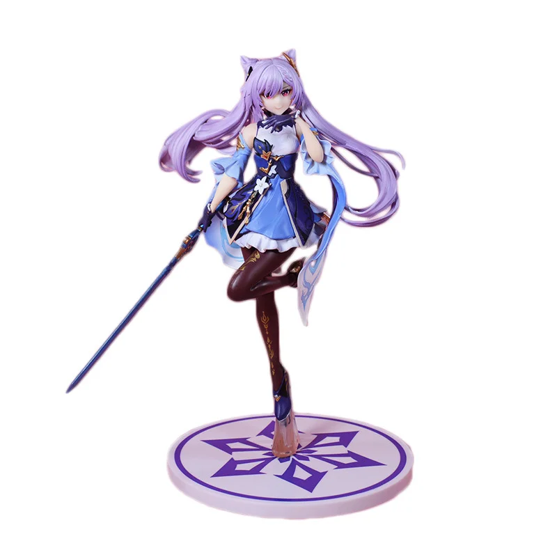 27cm Genshin Impact Figures Cute Keqing Gk Anime Figures Pvc Statue Model Figurine Collection Desktop Decoration Christmas Gifts