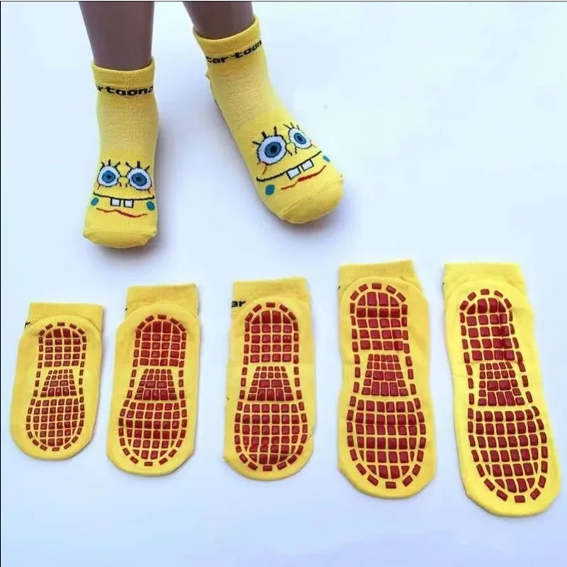 SpongeBob Children Trampoline Socks Adult Non Slip Yoga Socks Girl Boy Anti-slip Massage Ankle Sock Baby Floor Socks Anime Gift