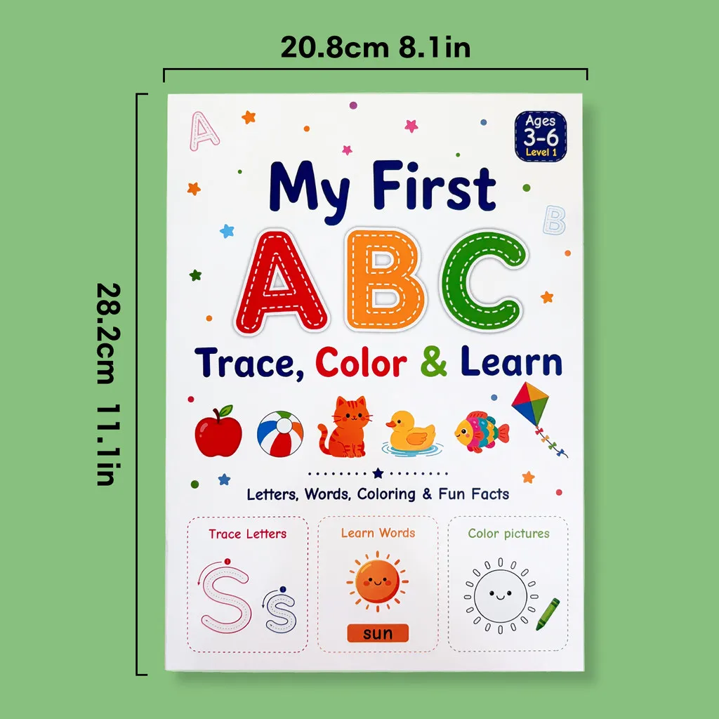 32 Pages Alphabet English Workbook for Kids Children Early Education Uppercase and Lowercase Letter Coloring and Tracing Book