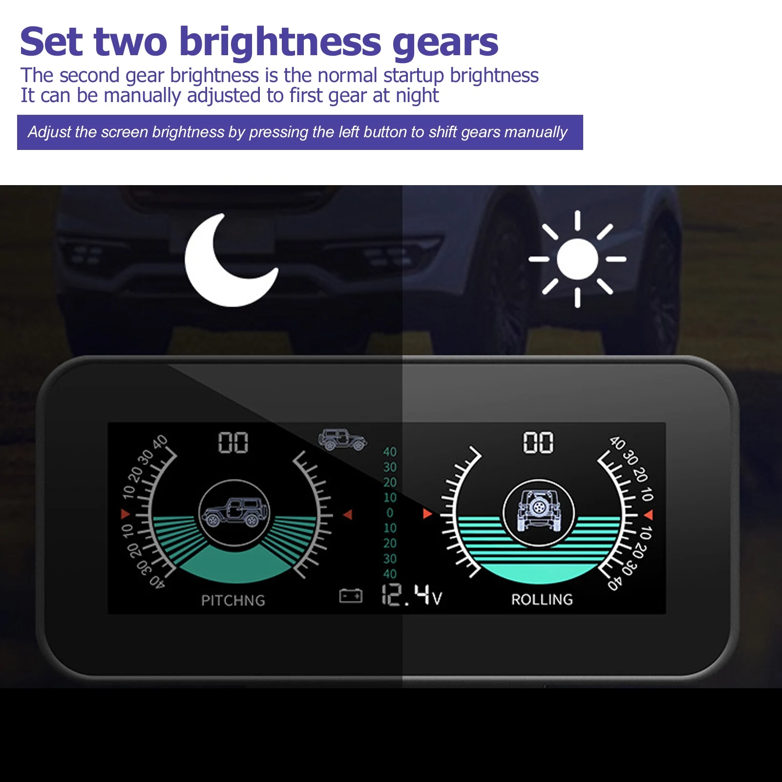 Intelligent Car Inclinometer Tilt Gauge High Resolution HUD Digital Angle Slope Meter for Automobile Car Inclinometer