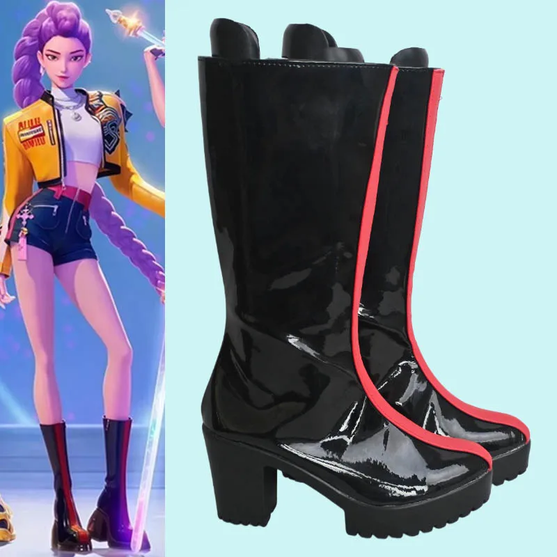 Anime K-Pop Demon Hunters Rumi Scarpe Cosplay Stivali neri Donne Ragazze Halloween Party Gioco di ruolo Scarpe con plateau Performance sul palco