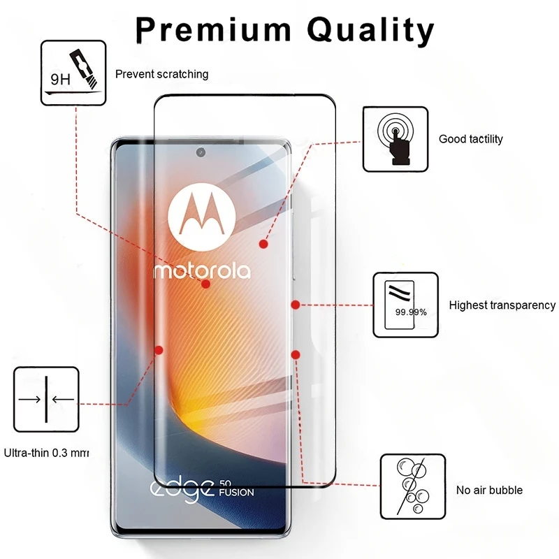 MotorolaEdge50Fusion 5G Case 4Pcs 3D Glass Curved Surface Screen Protector For Motorola Edge50 Moto Edge 50 Fusion Pro Ultra 5G