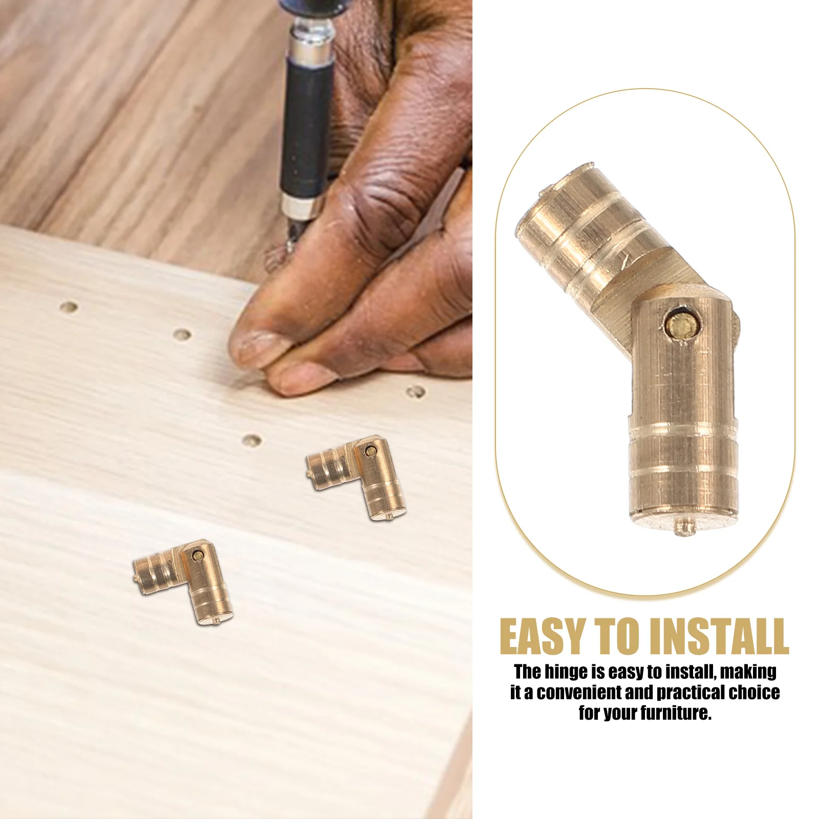 Dobradiças de porta de armário ocultas de latão, para caixa de joias, baú de madeira, dobradiças de metal, substituição de armário, hardware de guarda-roupa com 10 peças