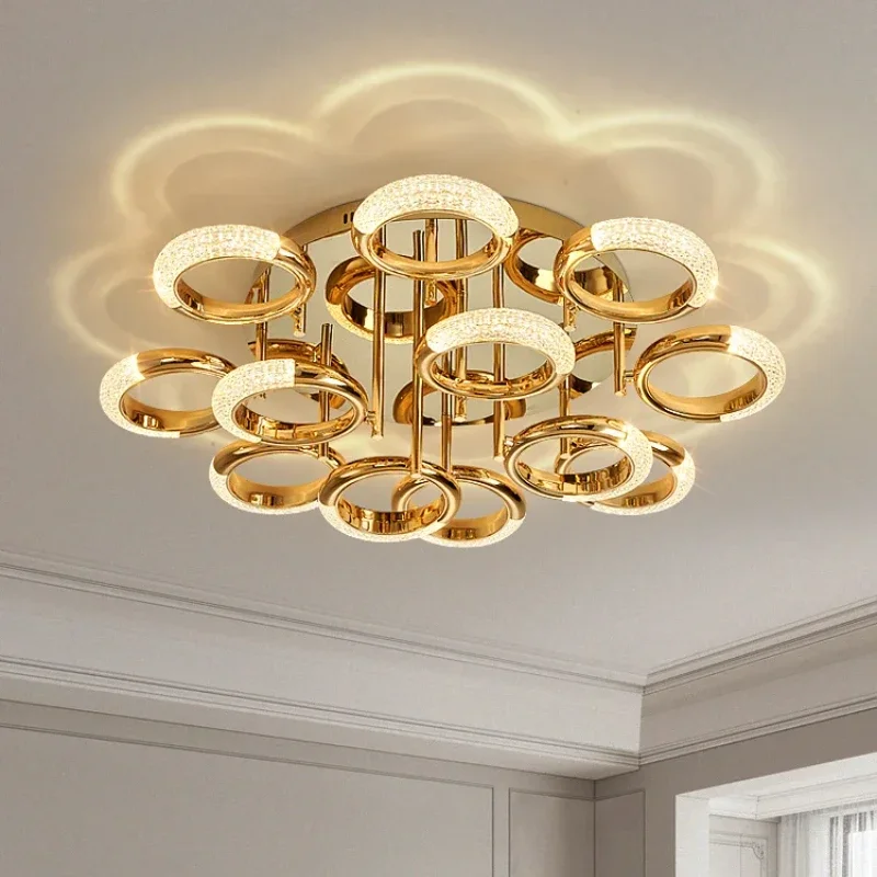 Modern Designer Ceiling Lights Light Luxury Circle Ring Led Ceiling Lamps Living Room Bedroom Restaurant LED Lighting Luminaries