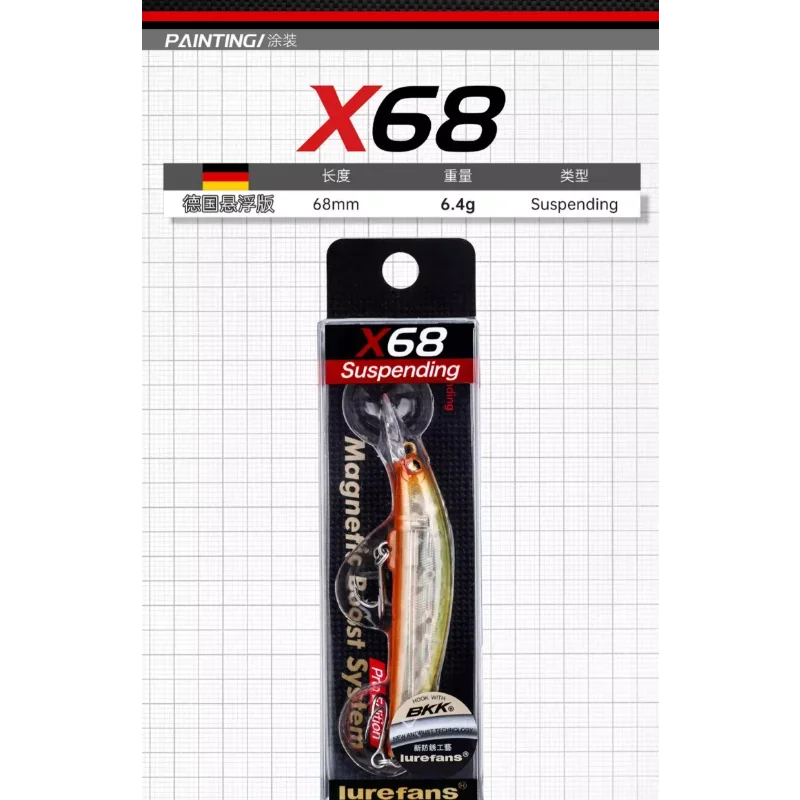 Lurefans Luya Tap Bass Bass Bassy Fish انفجار مغناطيسي تعليق الرياح الشرقية مينو X68 الطعم المزيف #4