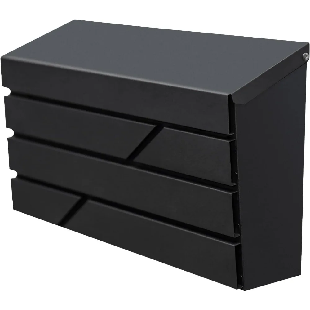 

Large Outdoor Wall Mount Mailbox Rust Proof Galvanized Steel 15x10x4 Inch Black