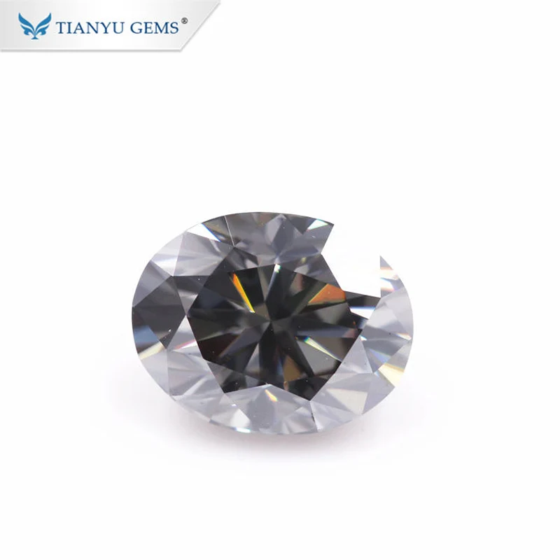 

Tianyu Gems Gray Moissanite Oval H&A Cut 0.5ct-8ct Synthetic Diamonds Lab Created Gemstones GRA Loose Stones for Jewelry Make