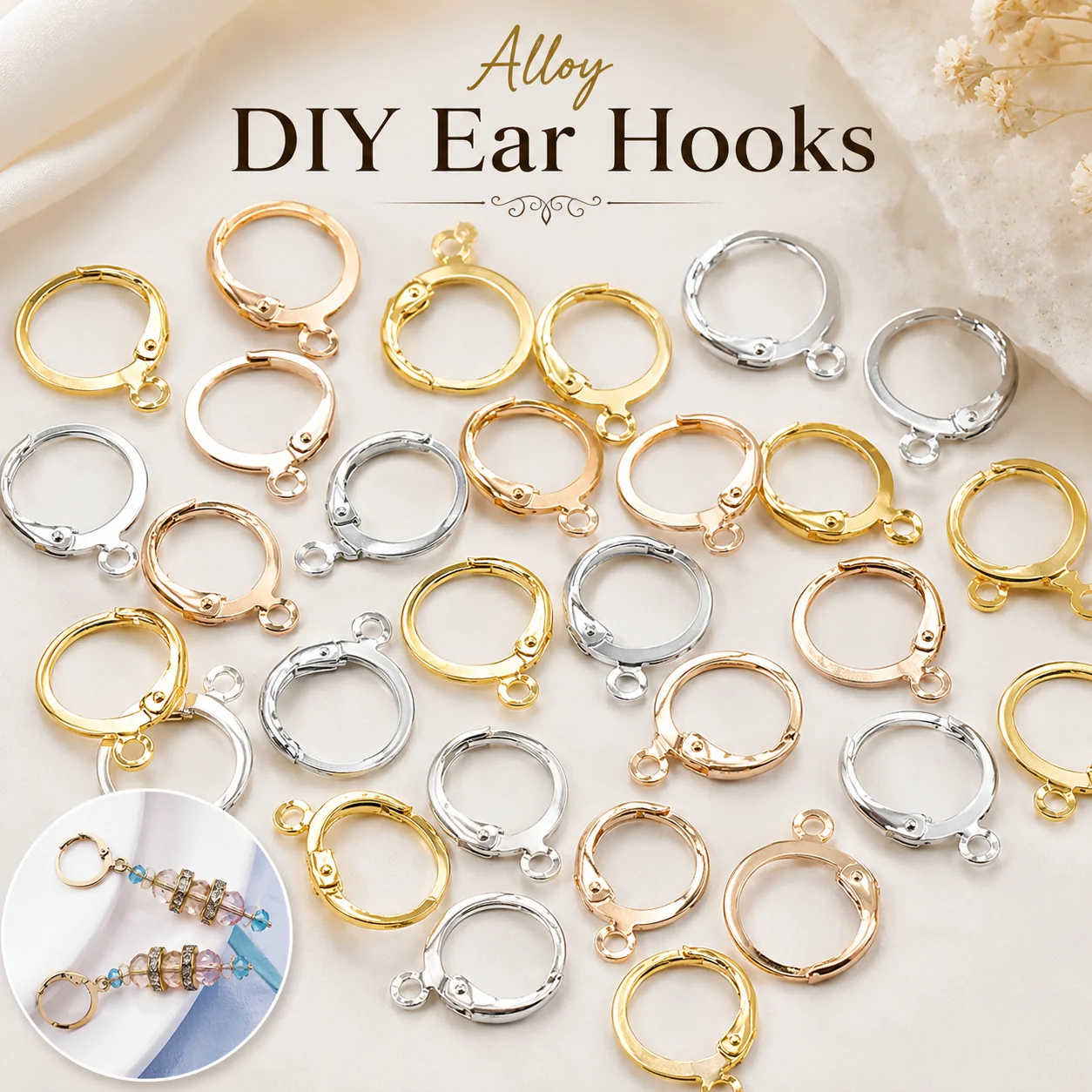 13x16mm 50 pcs Alloy French Metal Ear Hooks Assorted Colors Handmade DIY Jewelry-Making Earrings and Earring Accessories
