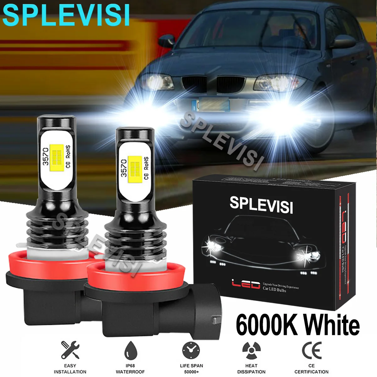 

2x70W White Car LED Headlight Bulbs 6000K For BMW E87 2005-2010 E82 E88 2008 2019 2010 VICTORY Cory Ness Jackpot 2006 2017 2008